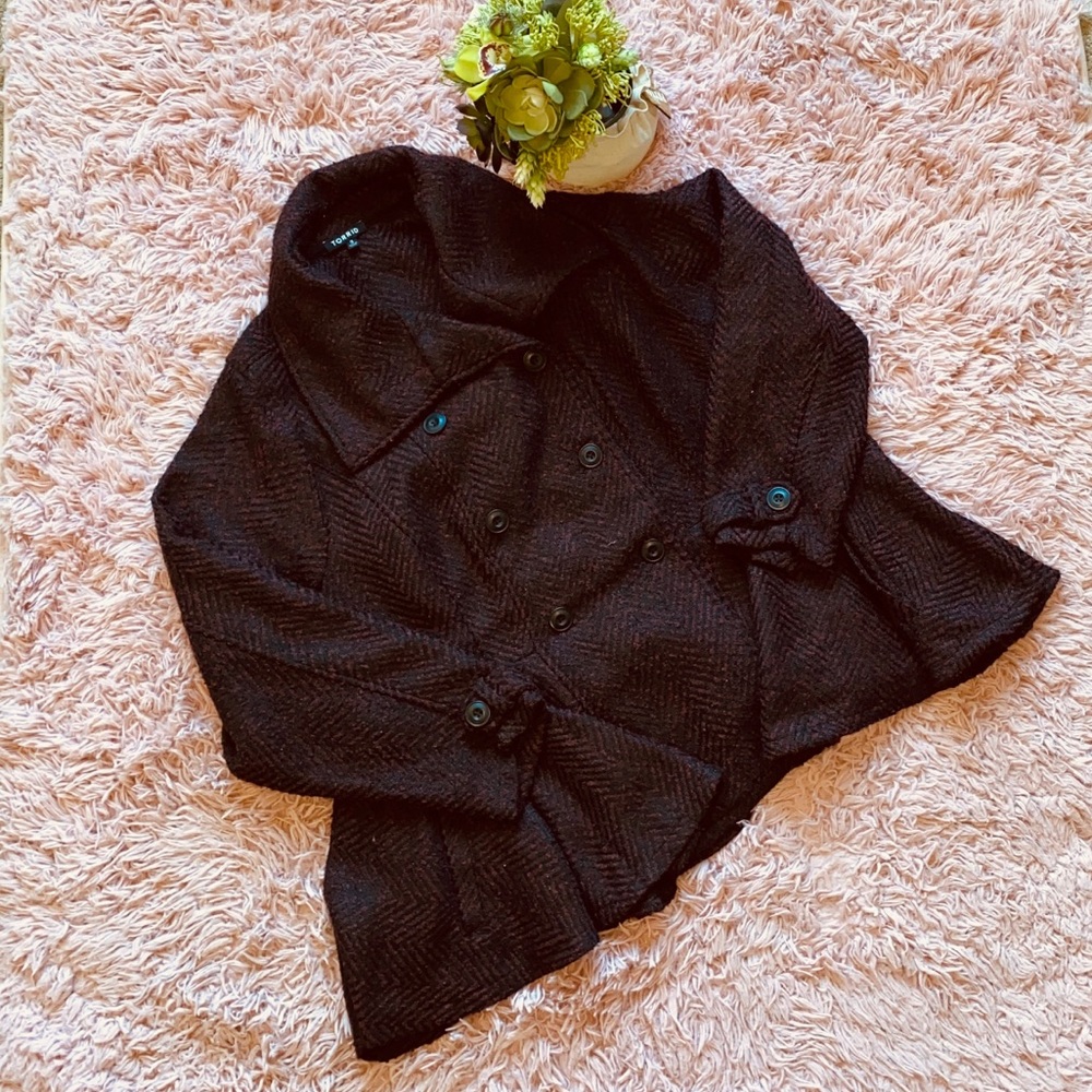 Torrid Double Breasted Pea Coat Maroon/Black